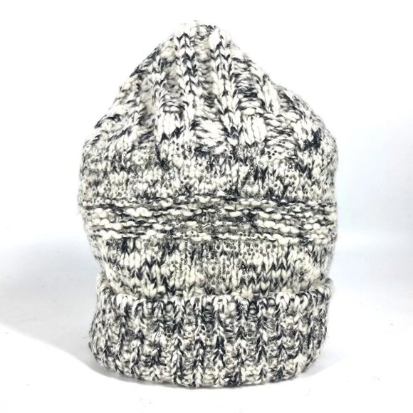 CHANEL Rhinestone beanie knit hat knit cap Knit hat Wool / Cashmere Black/White - Picture 1 of 9